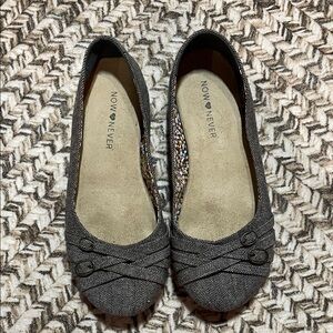 Women's Gray/Brown Ballet Flats, size 10